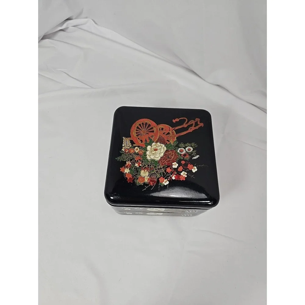 3 PC SQUARE STACKABLE PLASTIC TRINKET-STORAGE-JEWELRY BOX ORIENTAL ASIAN THEME‎